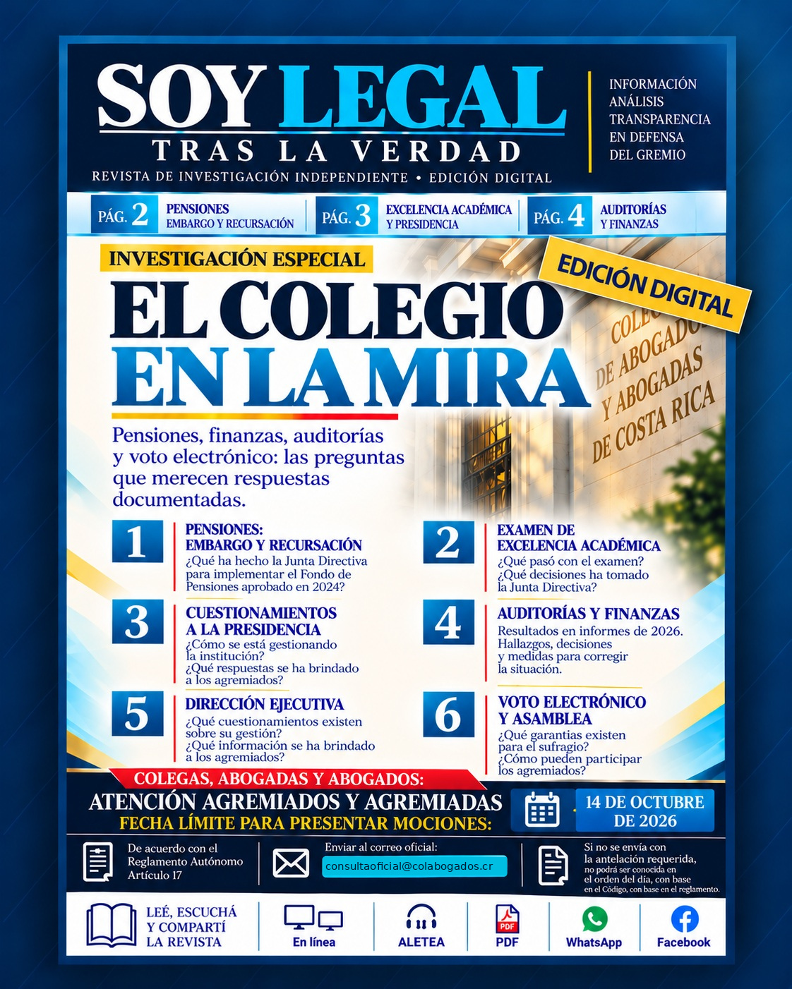 Portada de la revista SOY LEGAL, edición octubre 2026